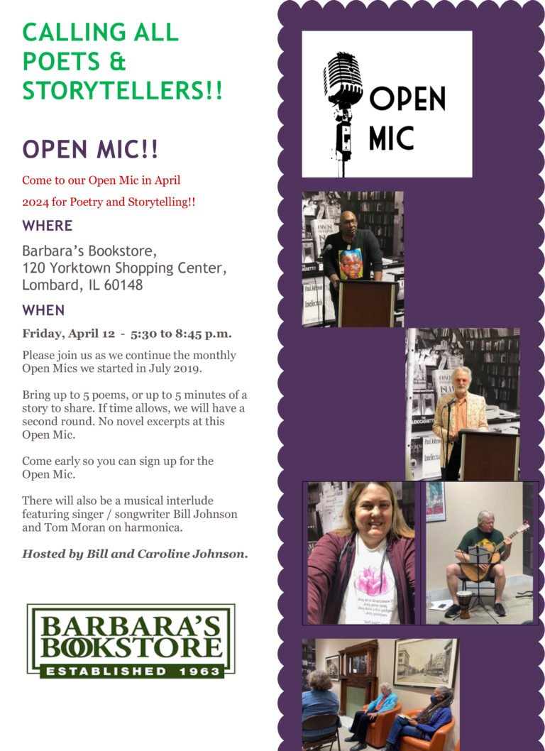 Join us at Yorktown Center for a Poetry Open Mic Night | April 12th | 5:30 to 8:45 pm
