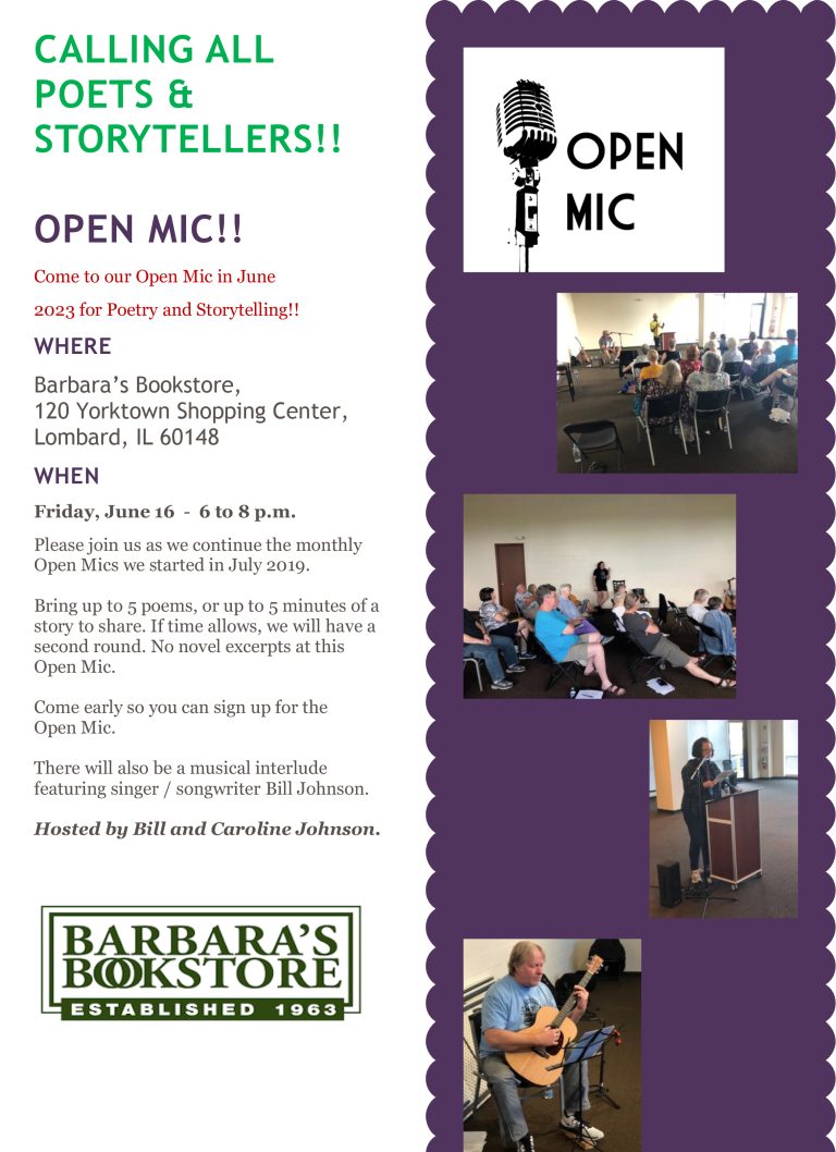 Join us at Yorktown Center for a Poetry Open Mic Night | June 16th | 6:00 to 8 pm